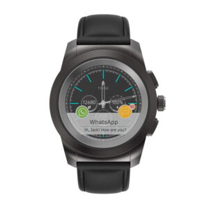 Noise NoiseFit Fusion Hybrid Smart Watch with Leather Strap (Classic Black)
