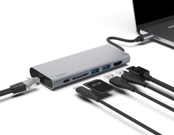 Belkin usb c 6 in 1 hub adapter with 60w power delivery 6 belkin usb c 6 in 1 hub adapter with 60w power delivery