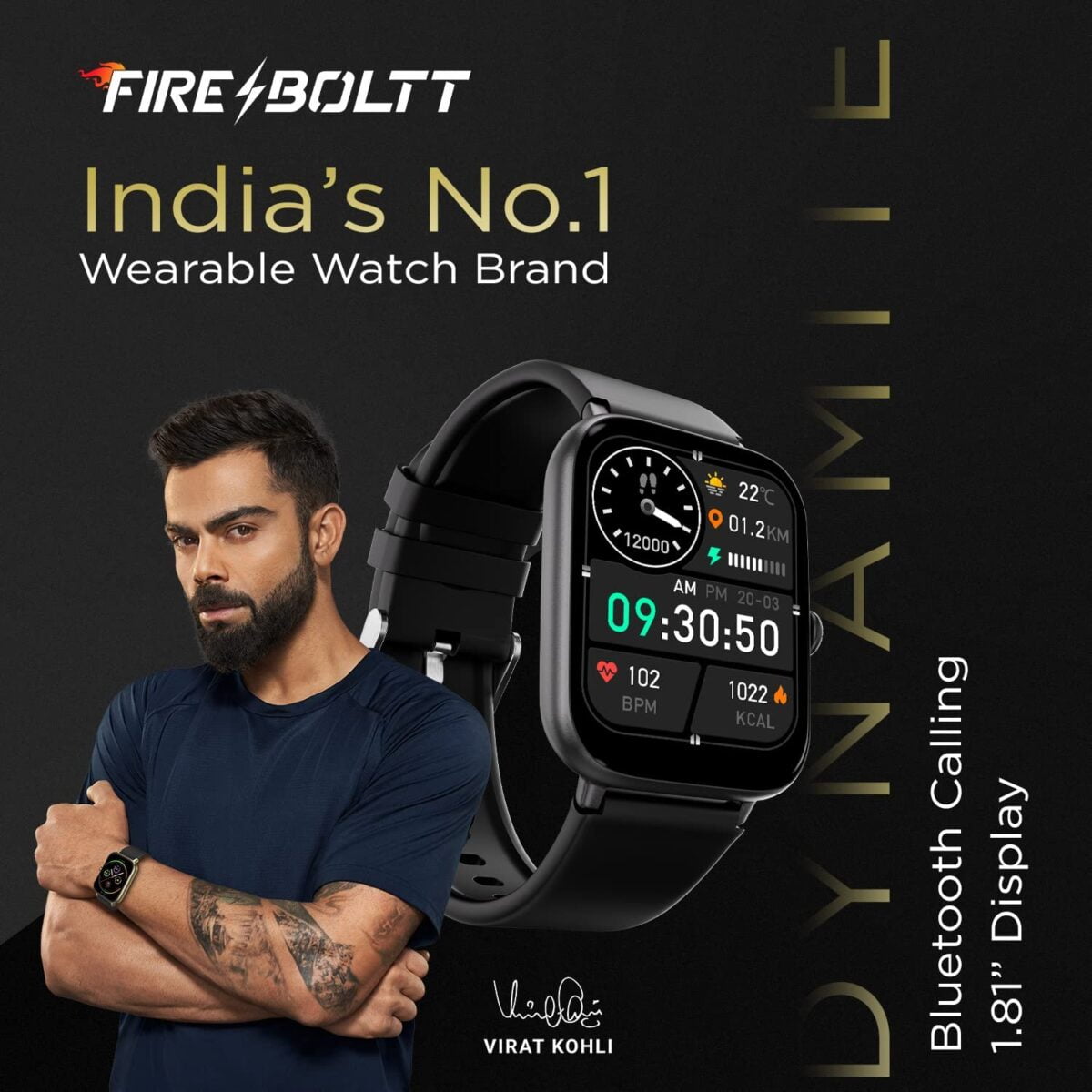 Fire Boltt Dynamite Bluetooth Calling Smartwatch Black 9 Shop Mobile Accessories Online in India