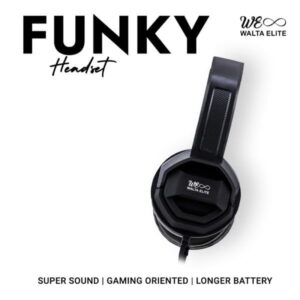 Walta Elite Funky 2 Stereo HIFI Wired On Ear Headphones with Mic, Black