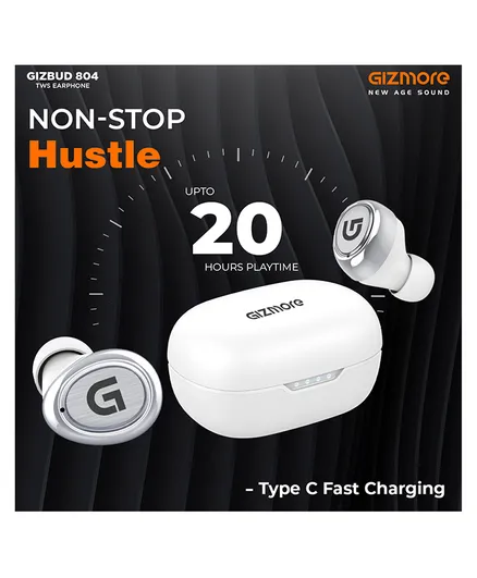 GIZMORE TWS 804 Bluetooth 5.0 in Ear Wireless Earbuds with Noise Isolation White 4 Shop Mobile Accessories Online in India