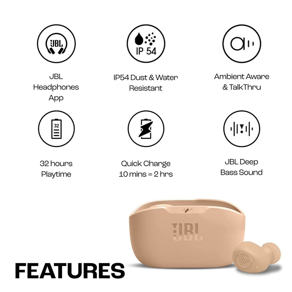 JBL Wave Buds in Ear Earbuds TWS with Mic Beige 2 Shop Mobile Accessories Online in India