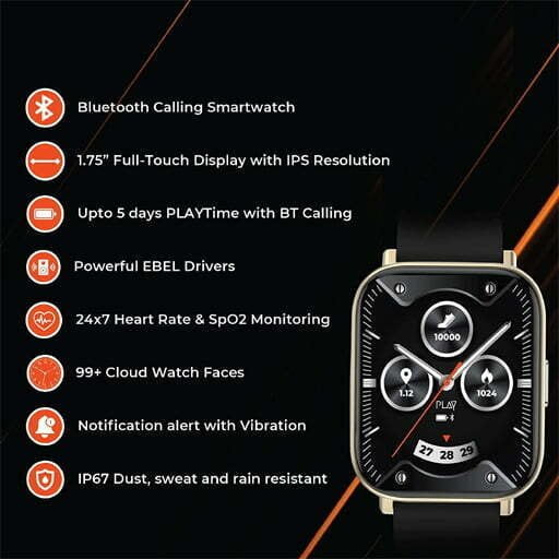 PLAYFIT Dial Smartwatch Black Gold 7 Shop Mobile Accessories Online in India