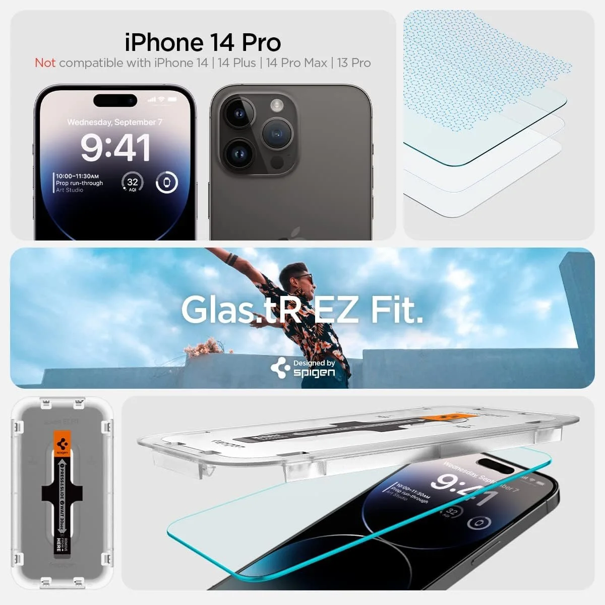 Screen protector for iphone 14 pro 6 spigen glastr ez fit tempered glass