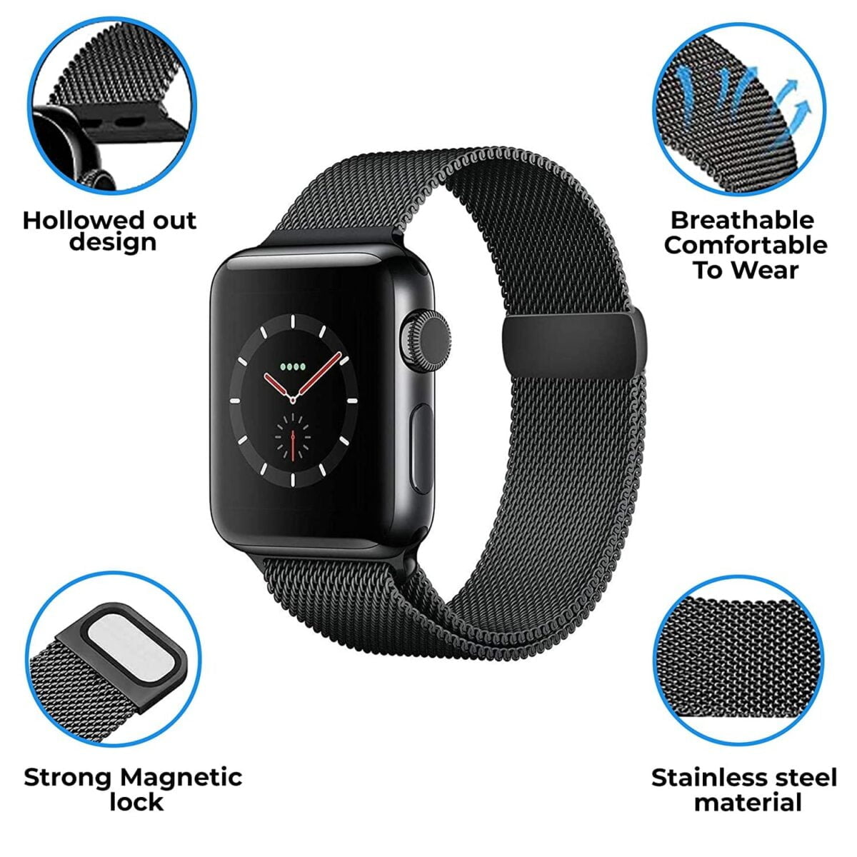 iWatch metal strap black 3 Shop Mobile Accessories Online in India