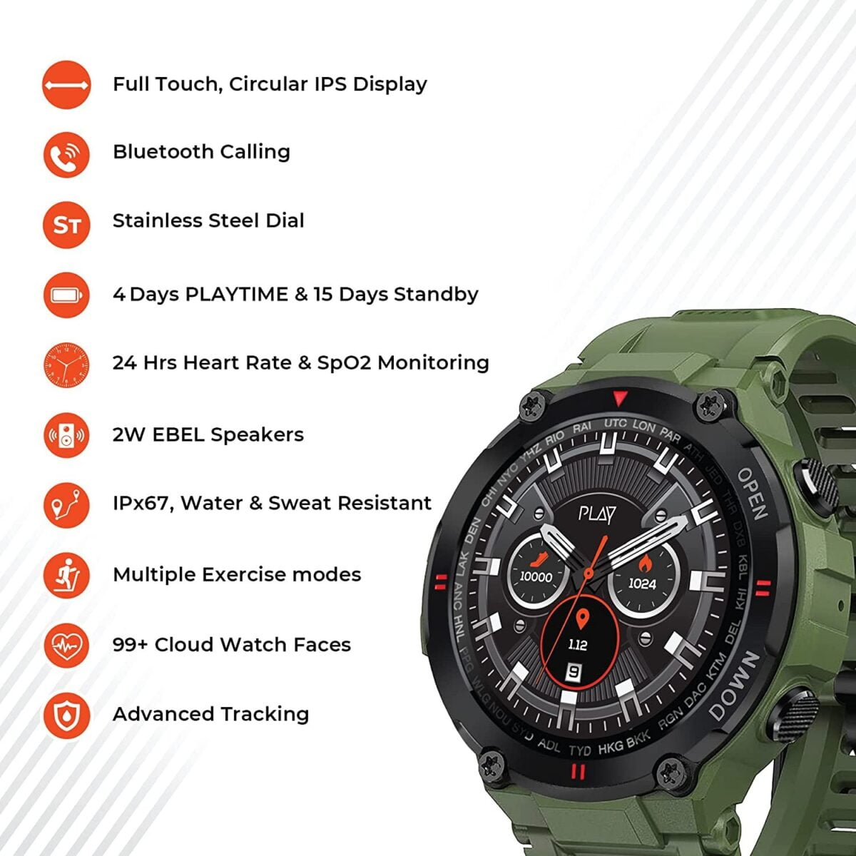 world of play smartwatch militry green 2 Shop Mobile Accessories Online in India