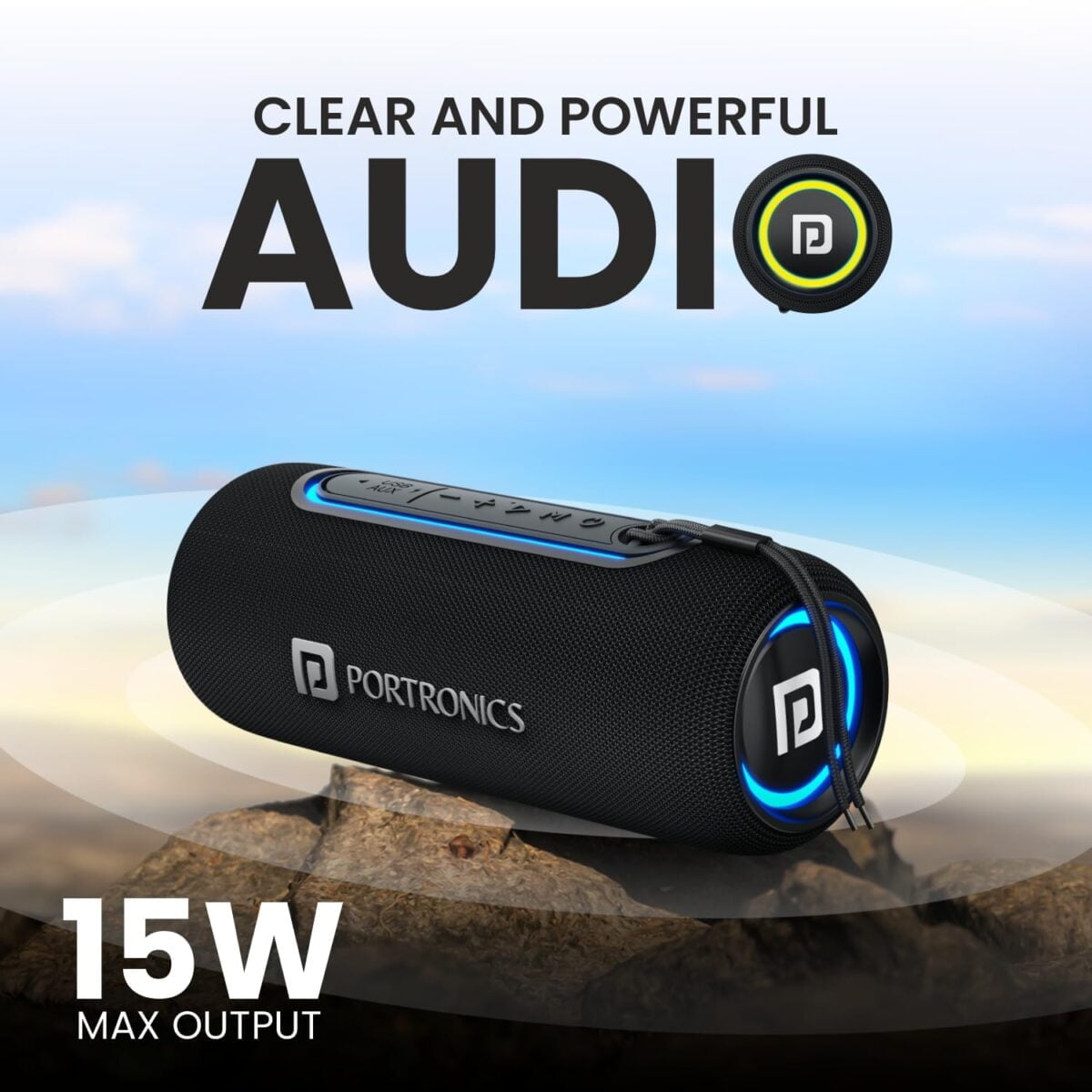 Portronics resound 2 15w hd sound portable wireless bluetooth speaker 7 portronics resound 2 15w hd sound portable wireless bluetooth speaker