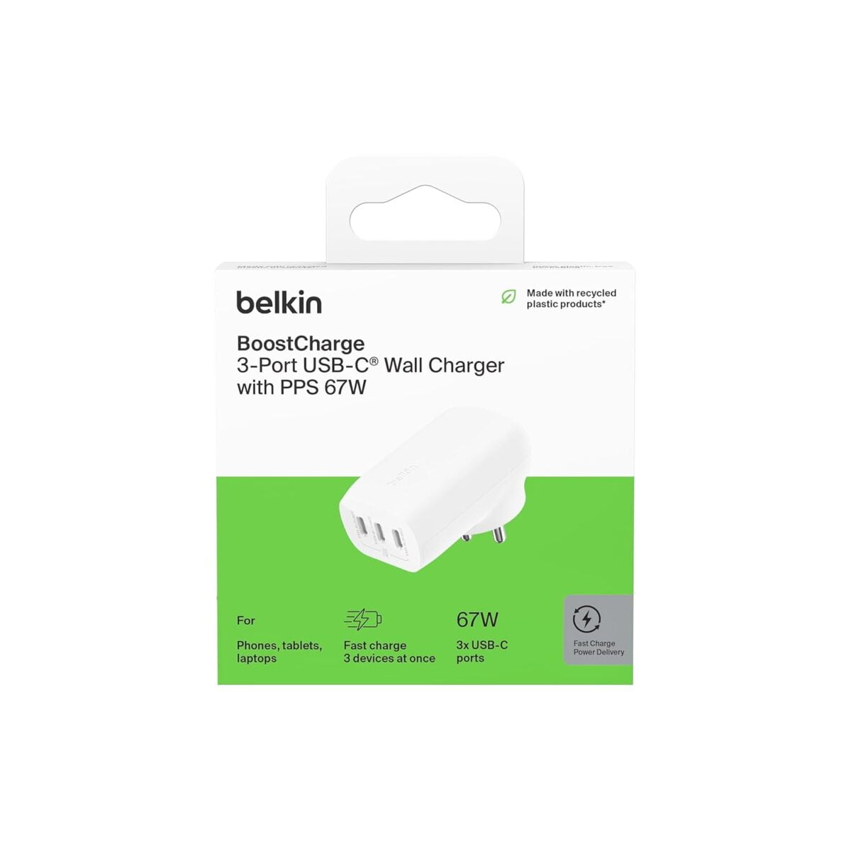 Belkin 67w 3 port usb c type c wall charger 5 belkin 67w 3-port usb-c type c wall charger