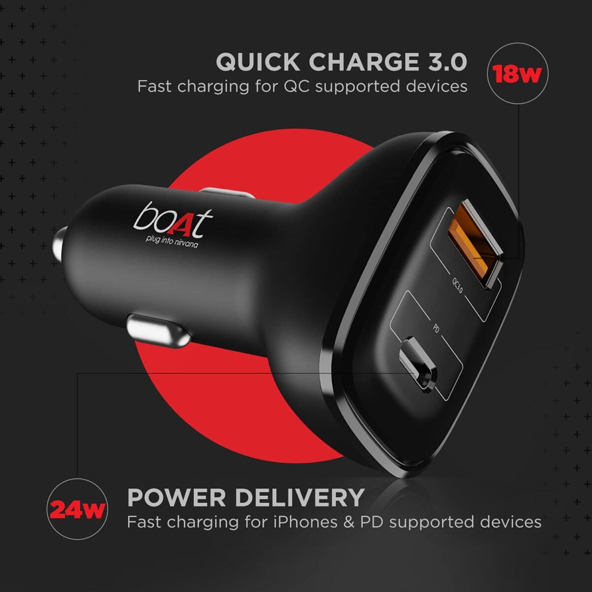Boat dual port qc pd 24w fast car charger 5 boat dual port qc-pd 24w fast car charger