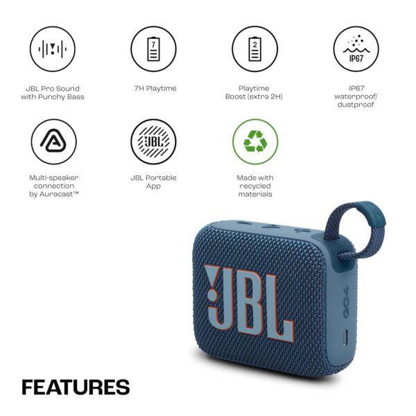 Jbl go 4 wireless ultra portable bluetooth speaker, blue (7)