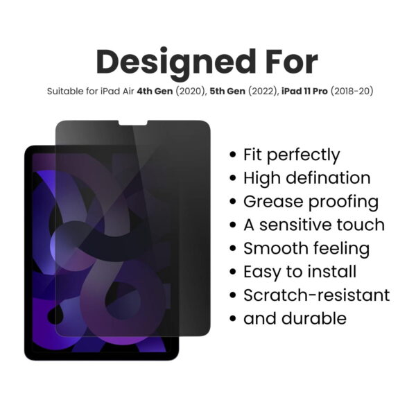 Ikare ipad air 4 generation 10. 9 inch 2020 4 privacy tempered glass for ipad air 5th generation