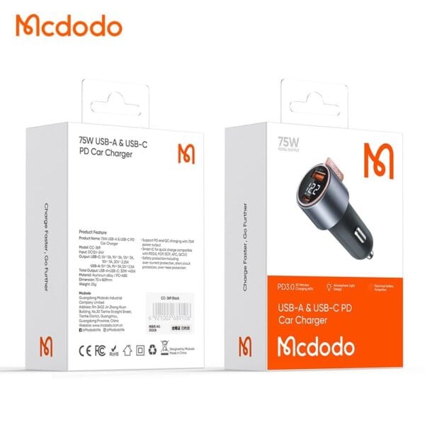 Mcdodo 75w digital display pd fast car charger 1 mcdodo 75w digital display pd fast car charger